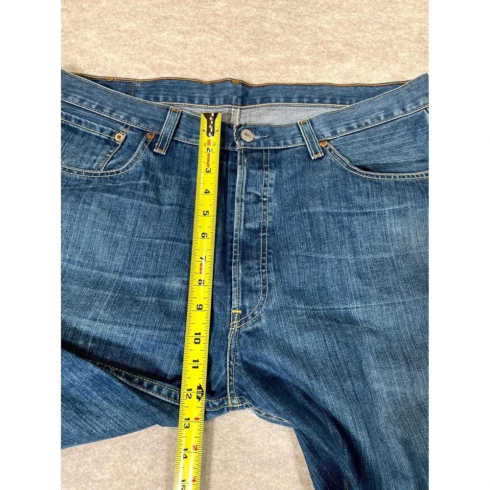 Levis‎ 501 Straight Leg Jeans Mens 38x34 Blue Whiskering Denim Cotton Button Fly